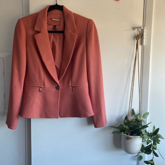 white black Jackets & Blazers - PEACH PANTSUIT TOP